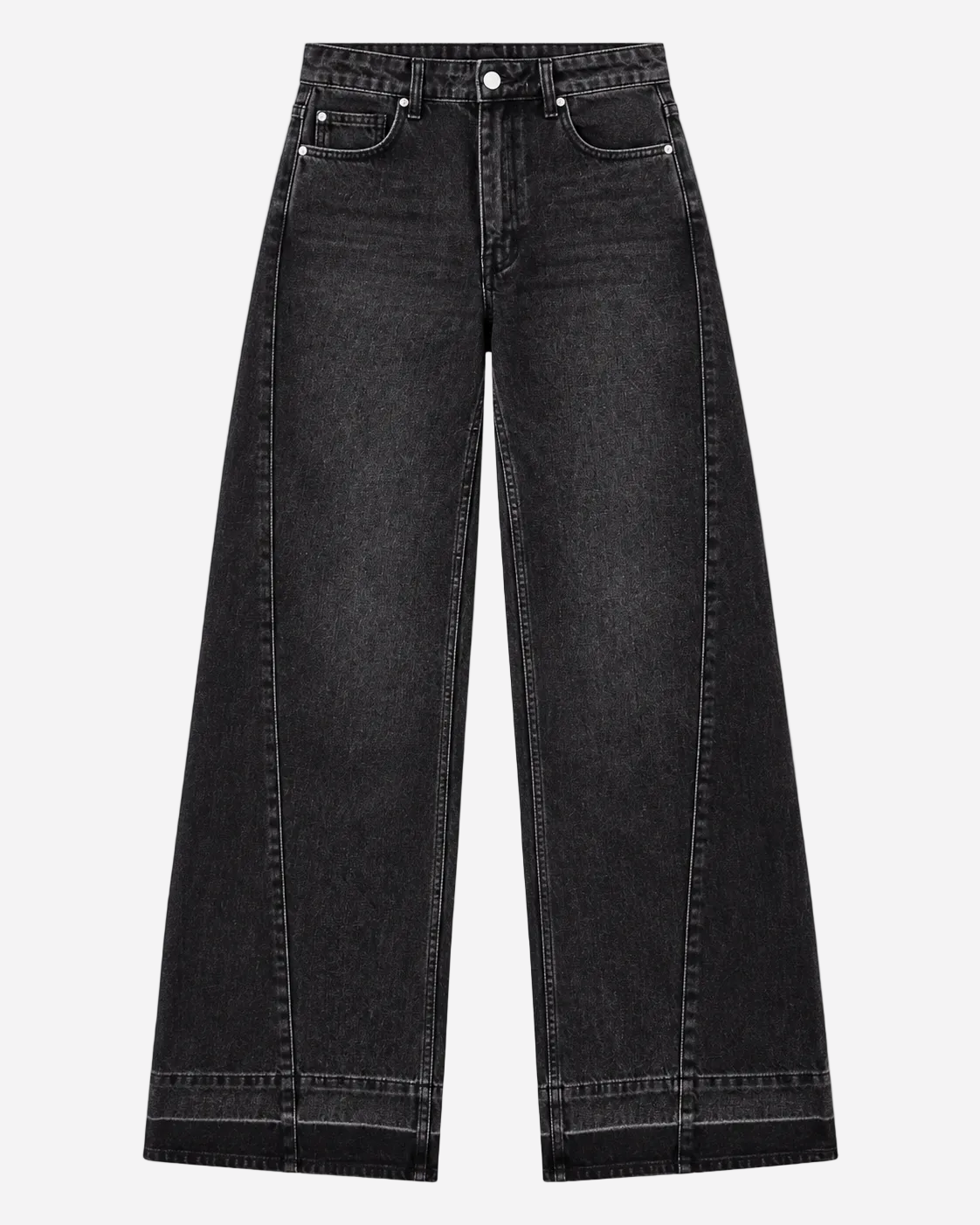 INSEAM 80CM - NON STRETCH - BLACK WIDE LEG JEANS WITH LIGHT SHADING AND STRAIGHT SEAMS | SEISHIKI STUDIO