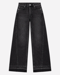 INSEAM 80CM - NON STRETCH - BLACK WIDE LEG JEANS WITH LIGHT SHADING AND STRAIGHT SEAMS | SEISHIKI STUDIO