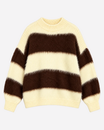 Fluffy Striped Sweater Pastel Yellow and Brown | SEISHIKI STUDIO