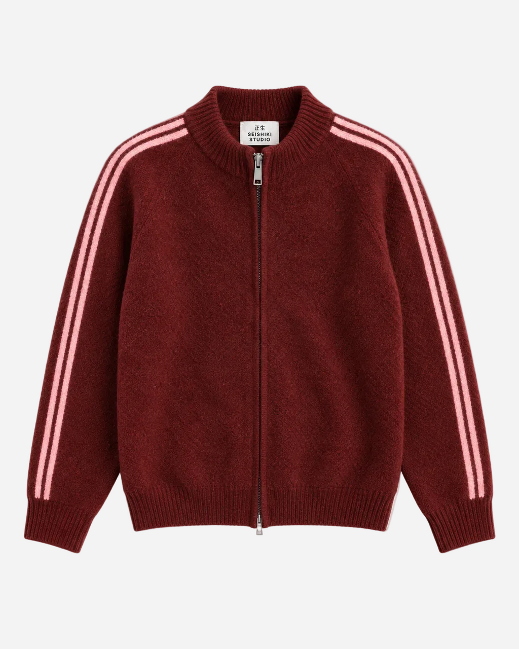 Retro Striped Knit Zip-Up Red – SEISHIKI STUDIO