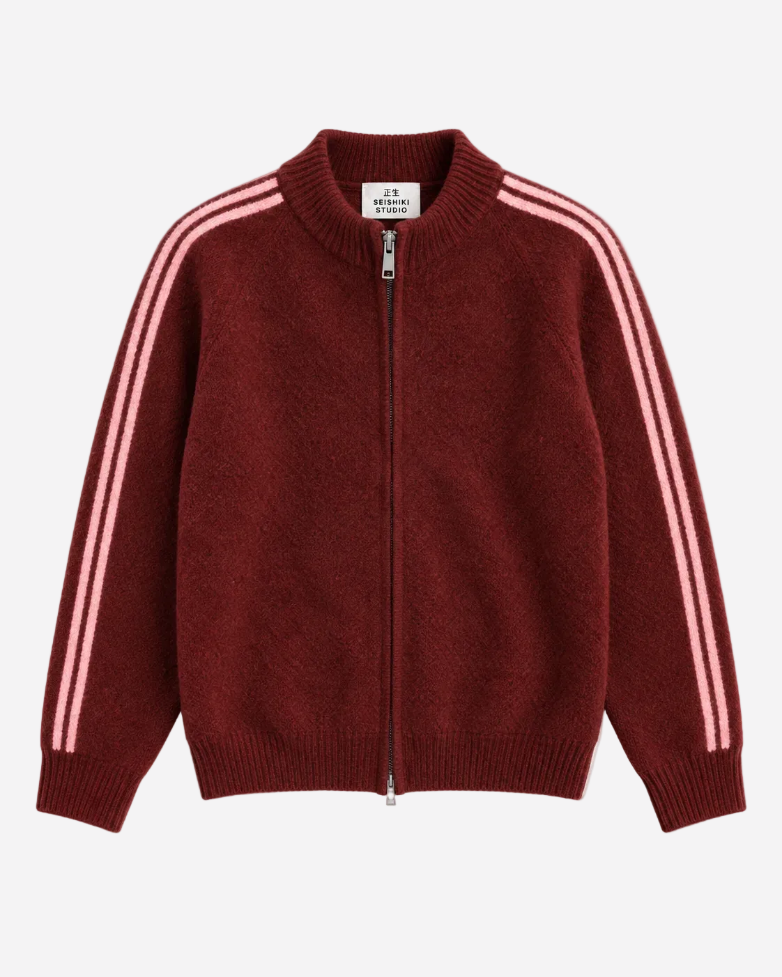 Retro Striped Knit Zip-Up Red – SEISHIKI STUDIO