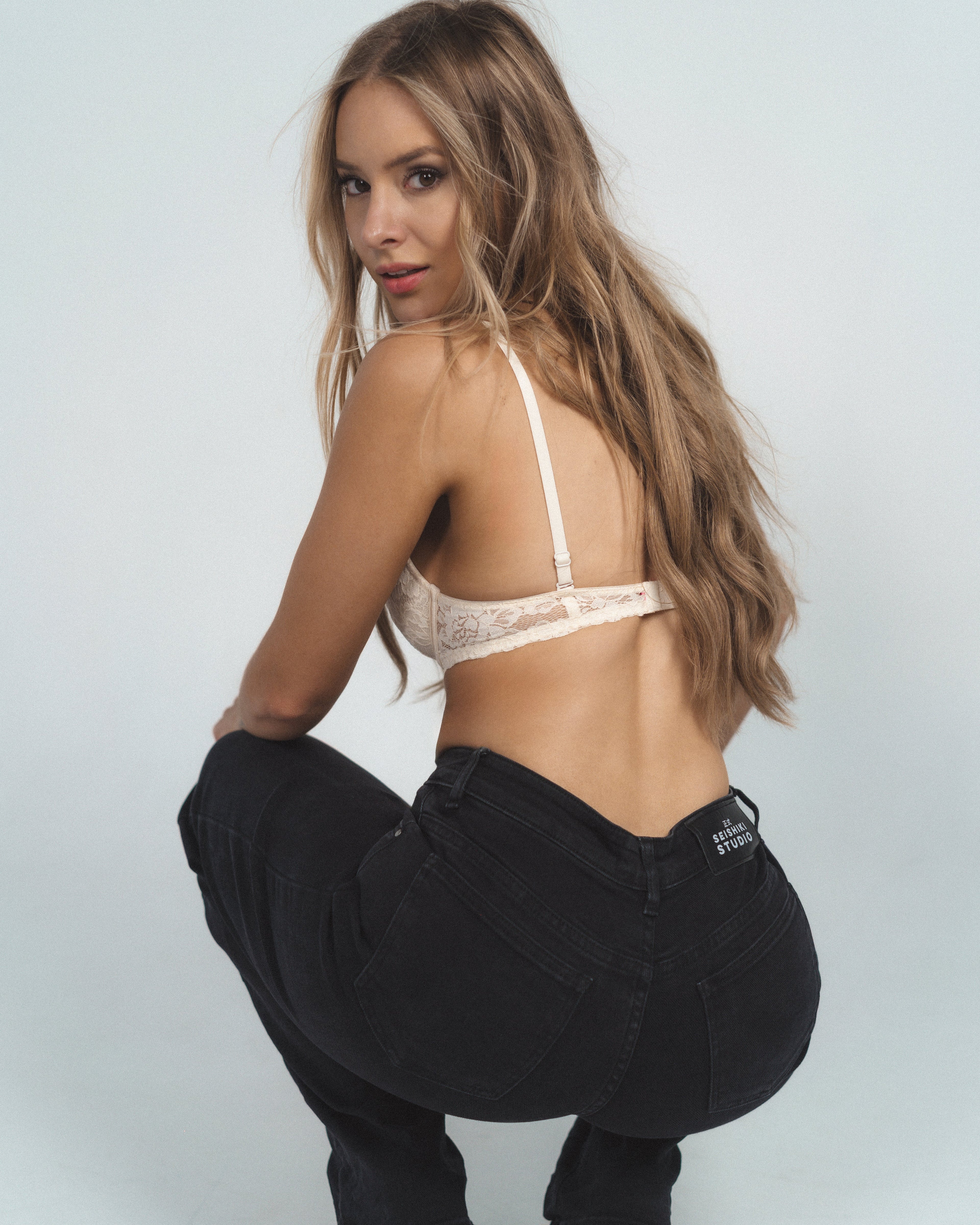 MAINICHI Wide Leg Jeans BLACK - IL 79cm