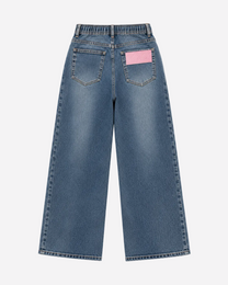INSEAM 82CM - MEDIUM WASH WIDE LEG JEANS WITH WAIST STRING | SEISHIKI STUDIO