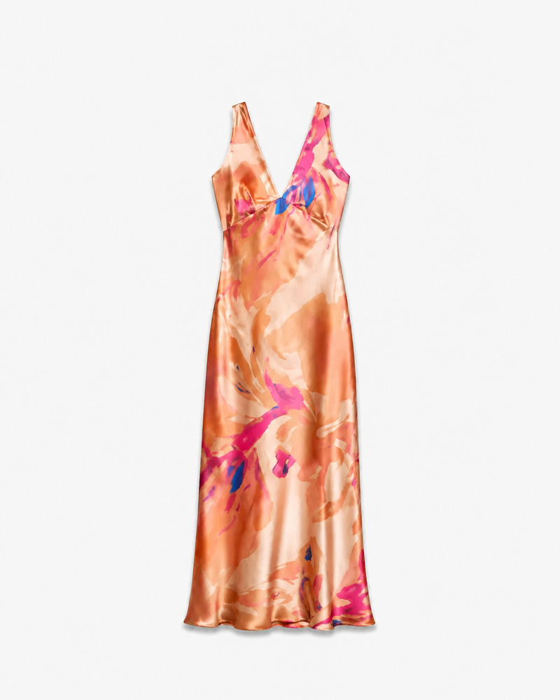 Twist Back Satin Maxi Dress Pastel Orange | SEISHIKI STUDIO