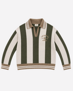 Varsity Stripe Polo Sweater Green | SEISHIKI STUDIO