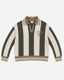 Varsity Stripe Polo Sweater Green – SEISHIKI STUDIO