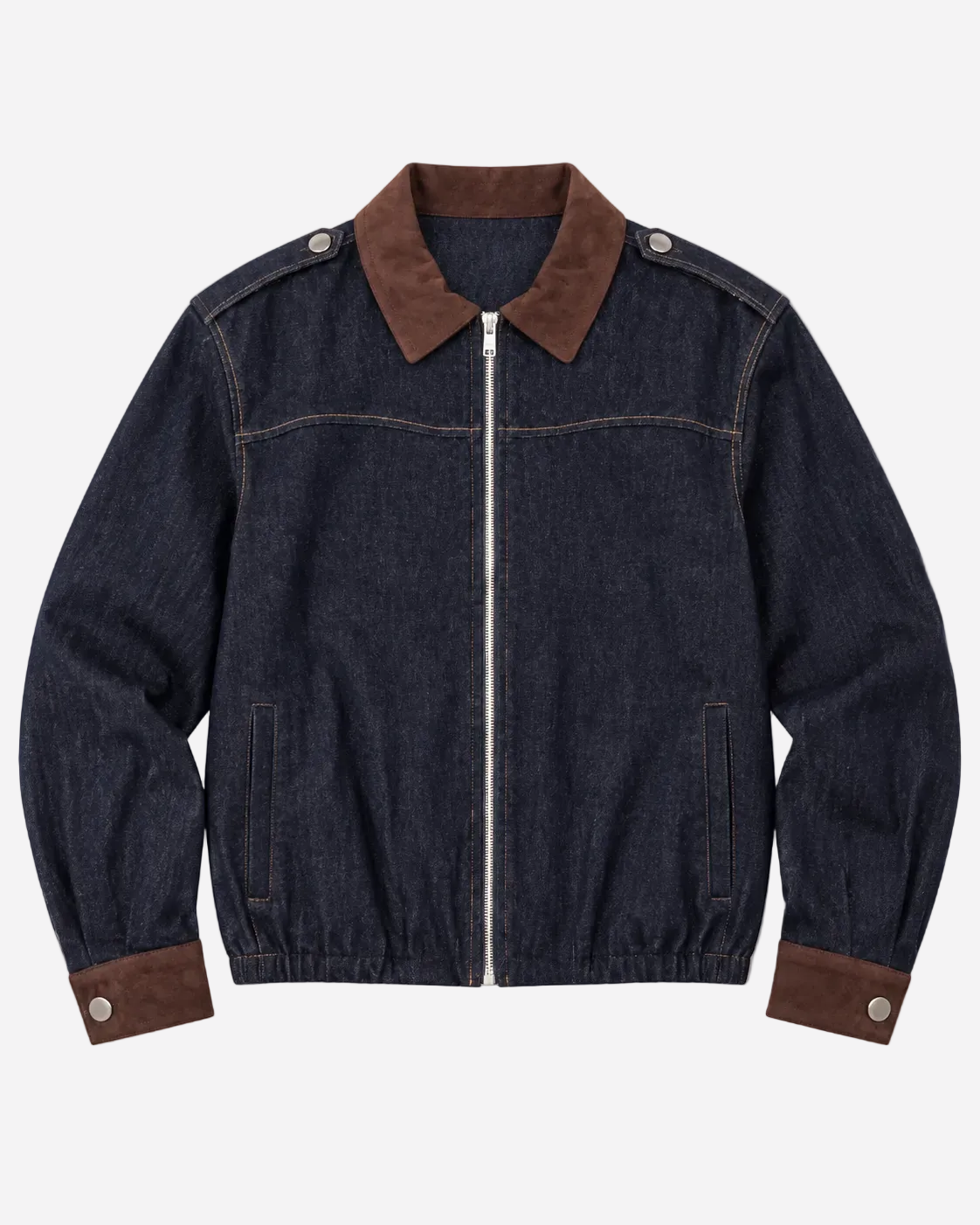 CONTRAST COLLAR DENIM BOMBER JACKET | SEISHIKI STUDIO