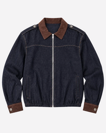 CONTRAST COLLAR DENIM BOMBER JACKET | SEISHIKI STUDIO