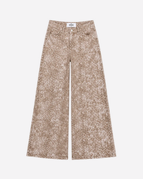 LIMITED EDITION - INSEAM 79CM - DOE PRINT &amp; RED PATCH WIDE LEG JEANS | SEISHIKI STUDIO