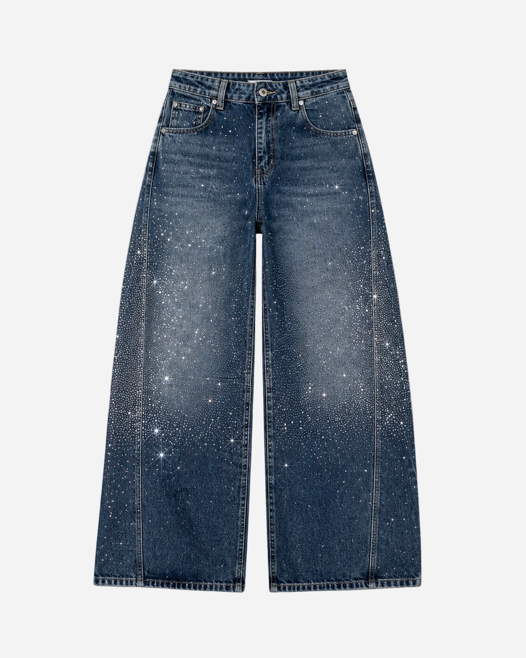 Medium Wash Front seam sparkle barrel jeans - inseam 82cm - NON STRETCH | SEISHIKI STUDIO