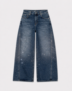 Medium Wash Front seam sparkle barrel jeans - inseam 82cm - NON STRETCH | SEISHIKI STUDIO