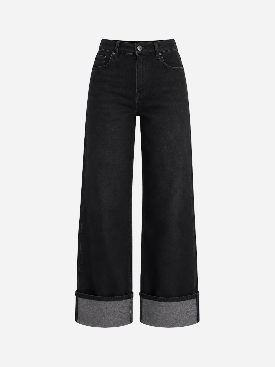BUTTER FLEX -  BLACK WIDE LEG JEANS WITH FOLDED BOTTOM - IL 74CM | SEISHIKI STUDIO