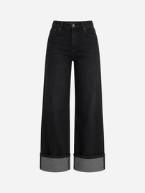 BUTTER FLEX -  BLACK WIDE LEG JEANS WITH FOLDED BOTTOM - IL 74CM | SEISHIKI STUDIO