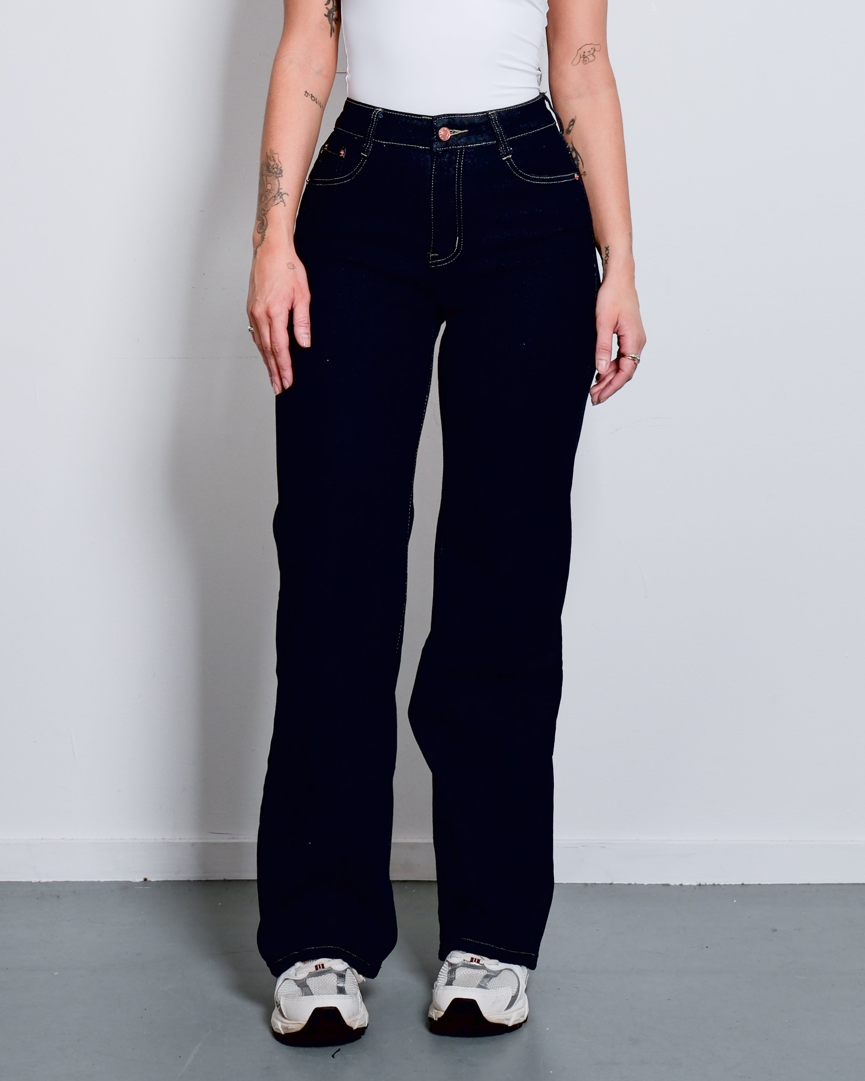 RAW DENIM WIDE LEG JEANS - INSEAM 79CM