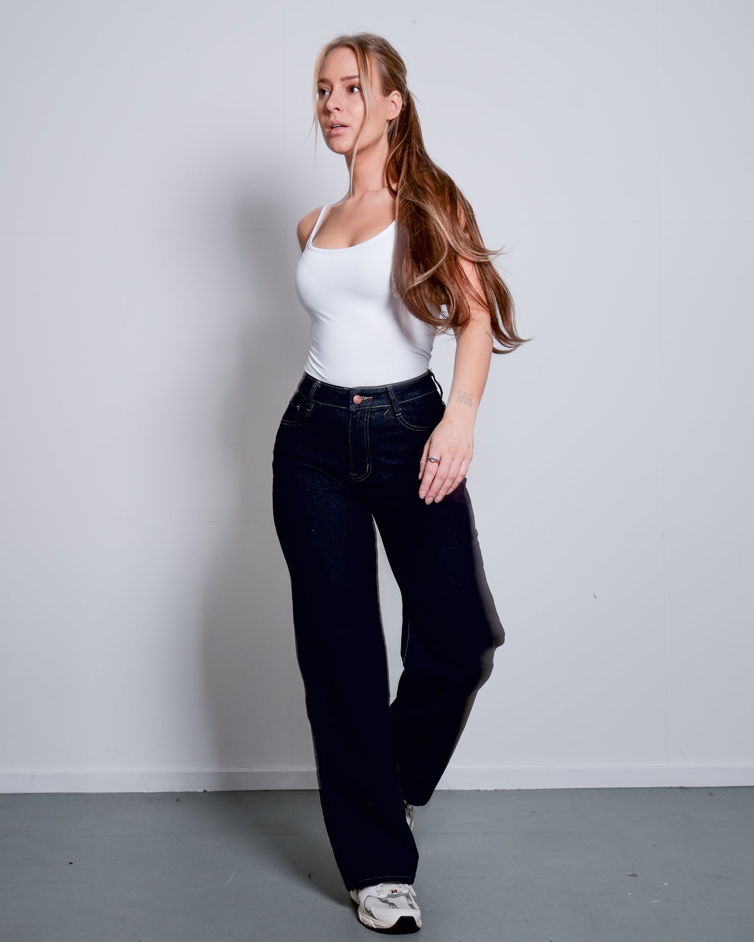 STRETCHY RAW DENIM WIDE LEG JEANS - INSEAM 79CM | SEISHIKI STUDIO