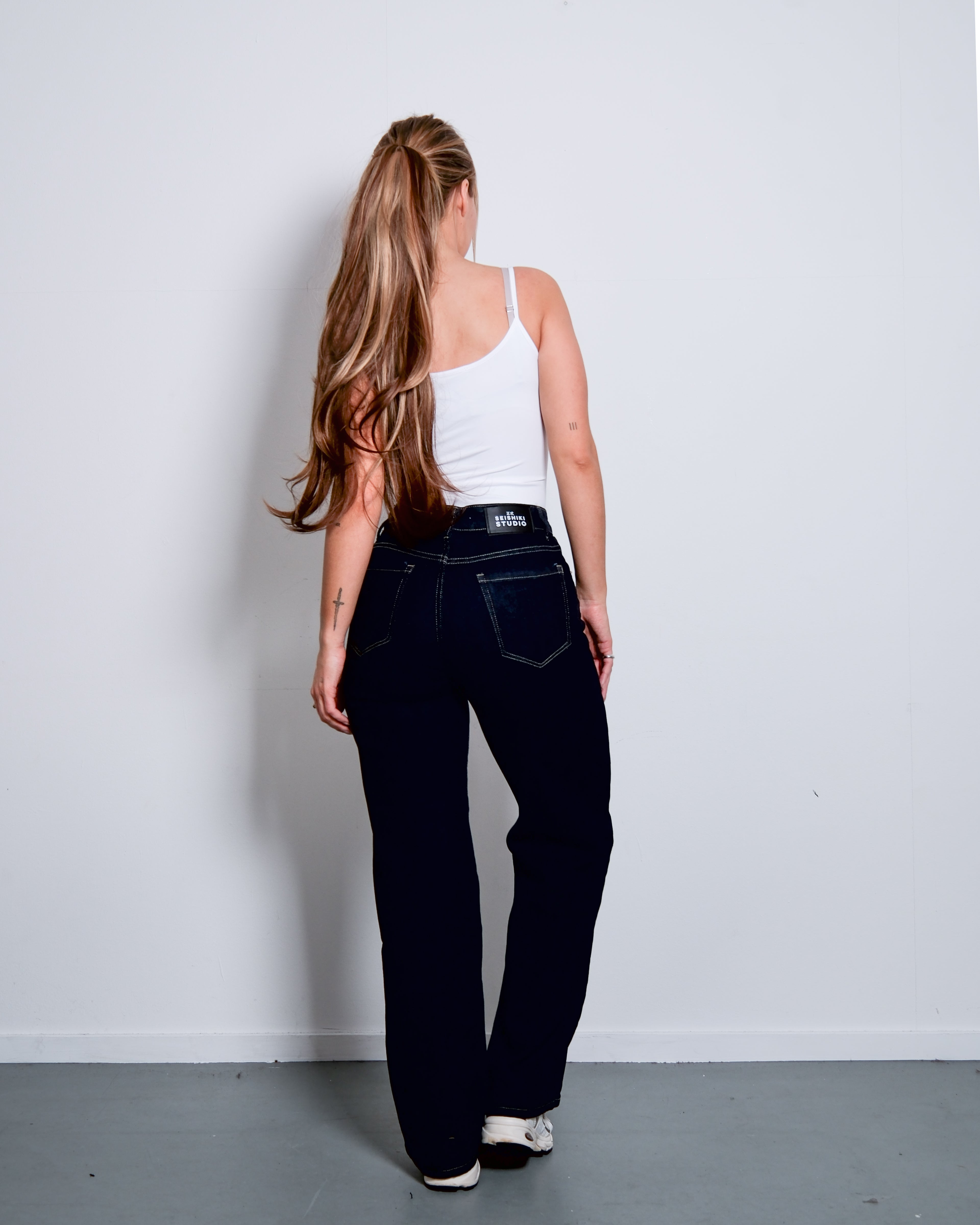 RAW DENIM WIDE LEG JEANS - INSEAM 79CM
