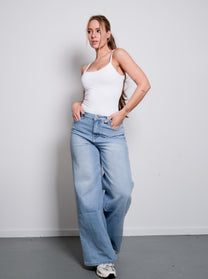 LIGHT STRETCH MEDIUM WAIST ULTRA WIDE LEG JEANS - INSEAM 78CM | SEISHIKI STUDIO