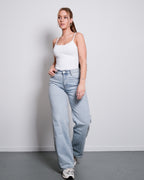 NON STRETCH WASHED WIDE LEG JEANS - INSEAM 81CM
