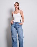 MEDIUM WASH WIDE LEG JEANS - INSEAM 78CM