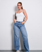 MEDIUM WASH WIDE LEG JEANS - INSEAM 78CM