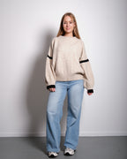 STRIPED SLEEVE SWEATER CREAM