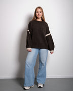 Pullover mit gestreiften Ärmeln, braun