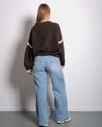 Pullover mit gestreiften Ärmeln, braun