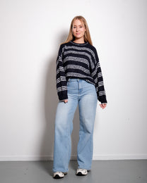 Stretchy 3 Stripe Knit Navy – SEISHIKI STUDIO