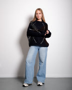 CHECKERED SWEATER NAVY