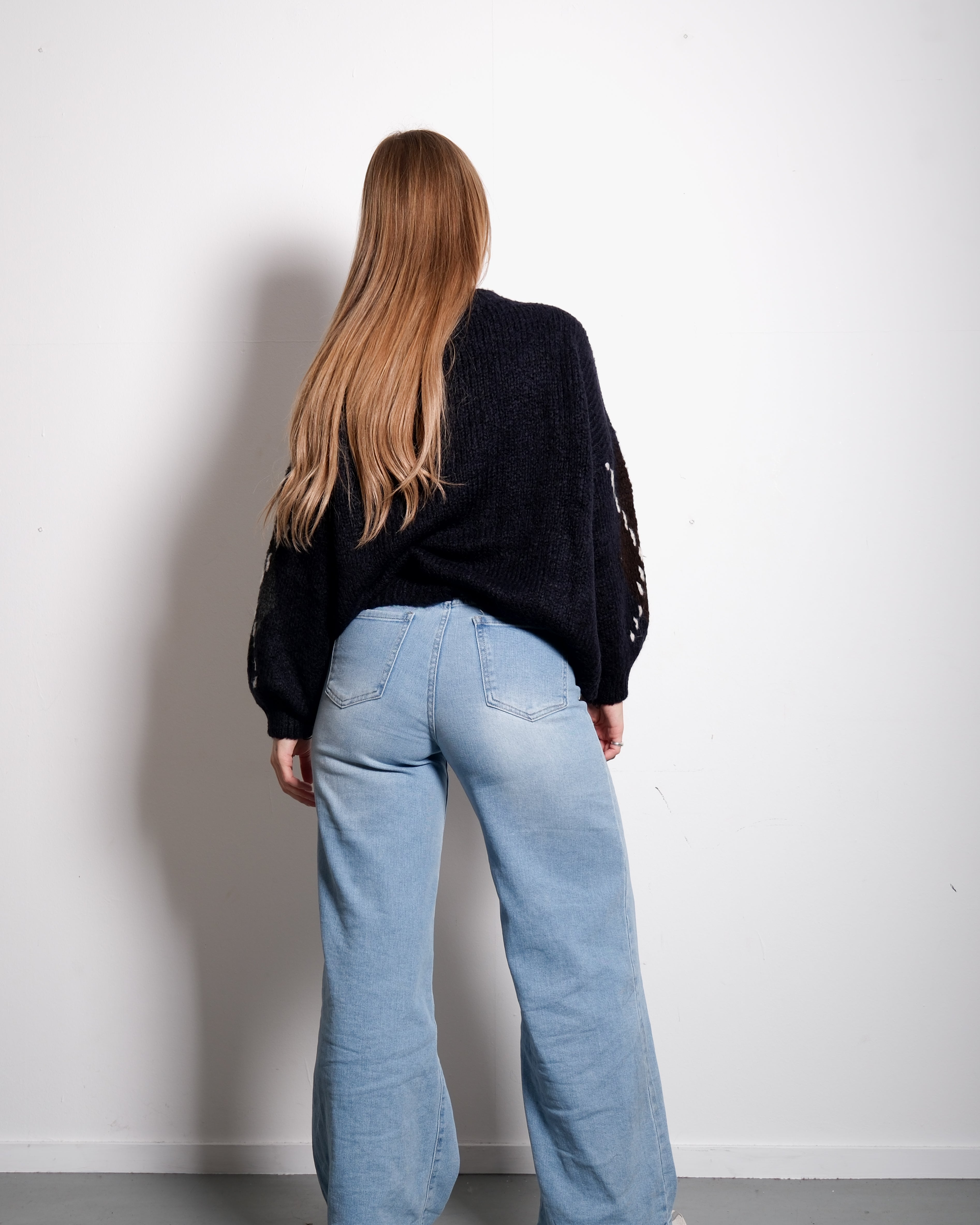 CHECKERED SWEATER NAVY