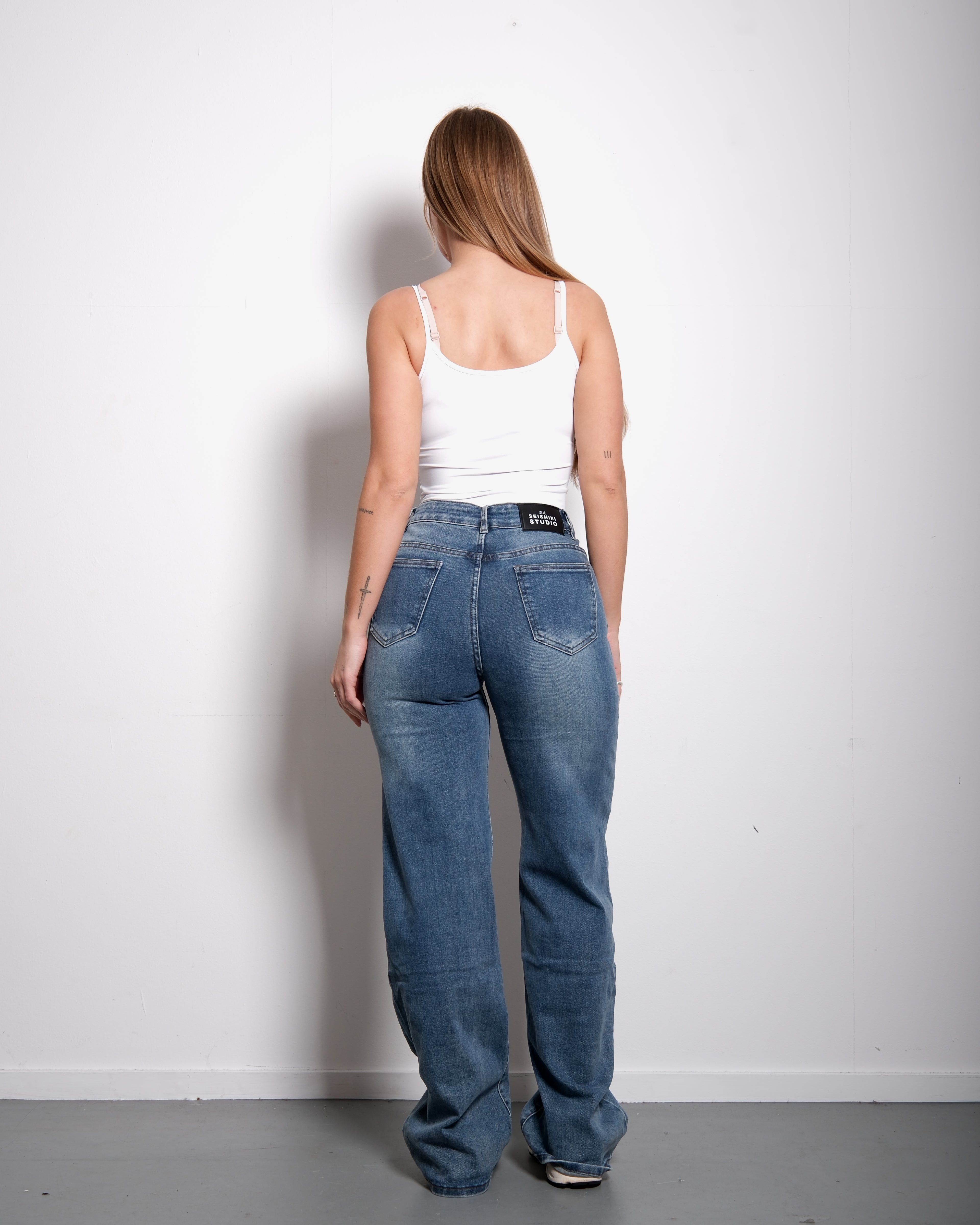 DARK WASH WIDE LEG JEANS - INSEAM 86CM
