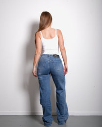 TALL STRETCHY BLUE WASH WIDE LEG JEANS - INSEAM 86CM | SEISHIKI STUDIO