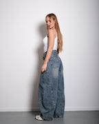 FRONT SEAM ULTRA WIDE LEG BARREL JEANS - INSEAM 78CM - NON STRETCH