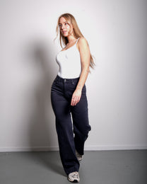 #002 - INSEAM 78CM - THE BAGGY STRAIGHT LEG STRETCHY Jeans NAVY | SEISHIKI STUDIO