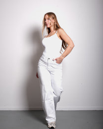 #002 - INSEAM 78CM - THE BAGGY STRAIGHT LEG STRETCHY Jeans WHITE | SEISHIKI STUDIO