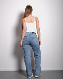 STRETCHY MEDIUM LIGHT WASH WIDE LEG JEANS - INSEAM 80CM | SEISHIKI STUDIO