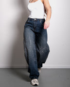 Donkere ACID WASH BARREL  JEANS  BINNENBEENLENGTE 82 CM - NIET-ELASTISCH