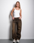 DIRTY WASH SPARKLE BALLOON JEANS - INSEAM 75CM