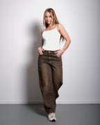 DIRTY WASH SPARKLE BALLOON JEANS - INSEAM 75CM