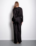 LONGSLEEVE DRESS WITH DEEP V BLACK