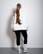 Pull oversize blanc à col zippé – Pull douillet et moelleux | Seishiki Studio