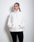 Pull oversize blanc à col zippé – Pull douillet et moelleux | Seishiki Studio