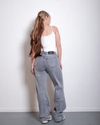 LICHTGRIJZEJEANS  WIDE LEG JEANS  binnenbeenlengte 86 cm