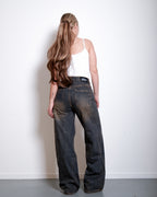 ACID WASH JEANS  WIDE LEG  JEANS  binnenbeenlengte 83 cm