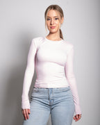 SEISHIKI STUDIO Superelastisch, Stretchy topje met lange mouwen, roze