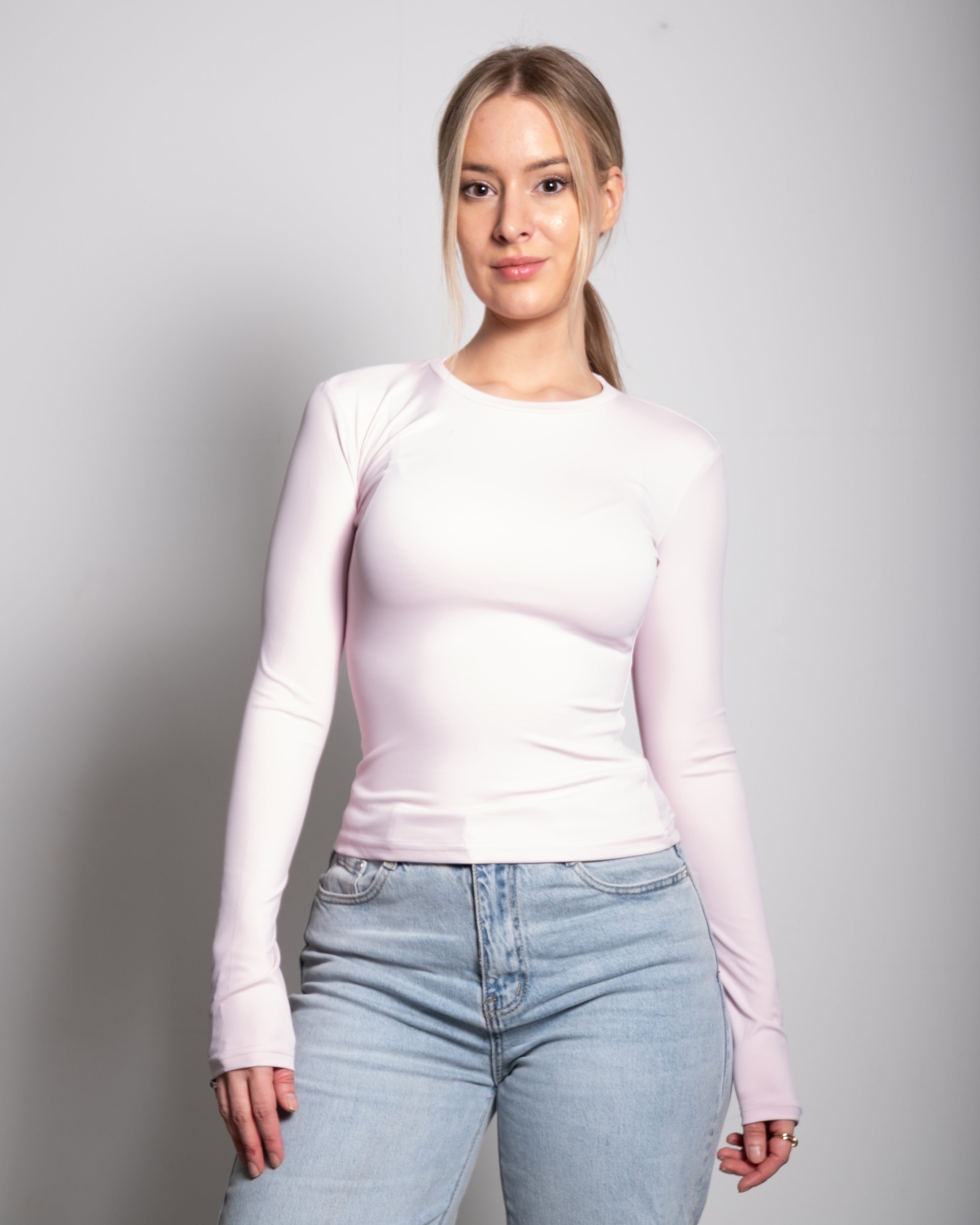 SEISHIKI STUDIO Superelastisch, Stretchy topje met lange mouwen, roze