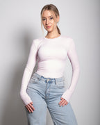 SEISHIKI STUDIO Superelastisch, Stretchy topje met lange mouwen, roze