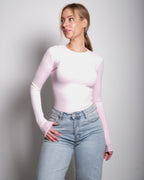 SEISHIKI STUDIO Superelastisch, Stretchy topje met lange mouwen, roze