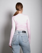 SEISHIKI STUDIO Superelastisch, Stretchy topje met lange mouwen, roze