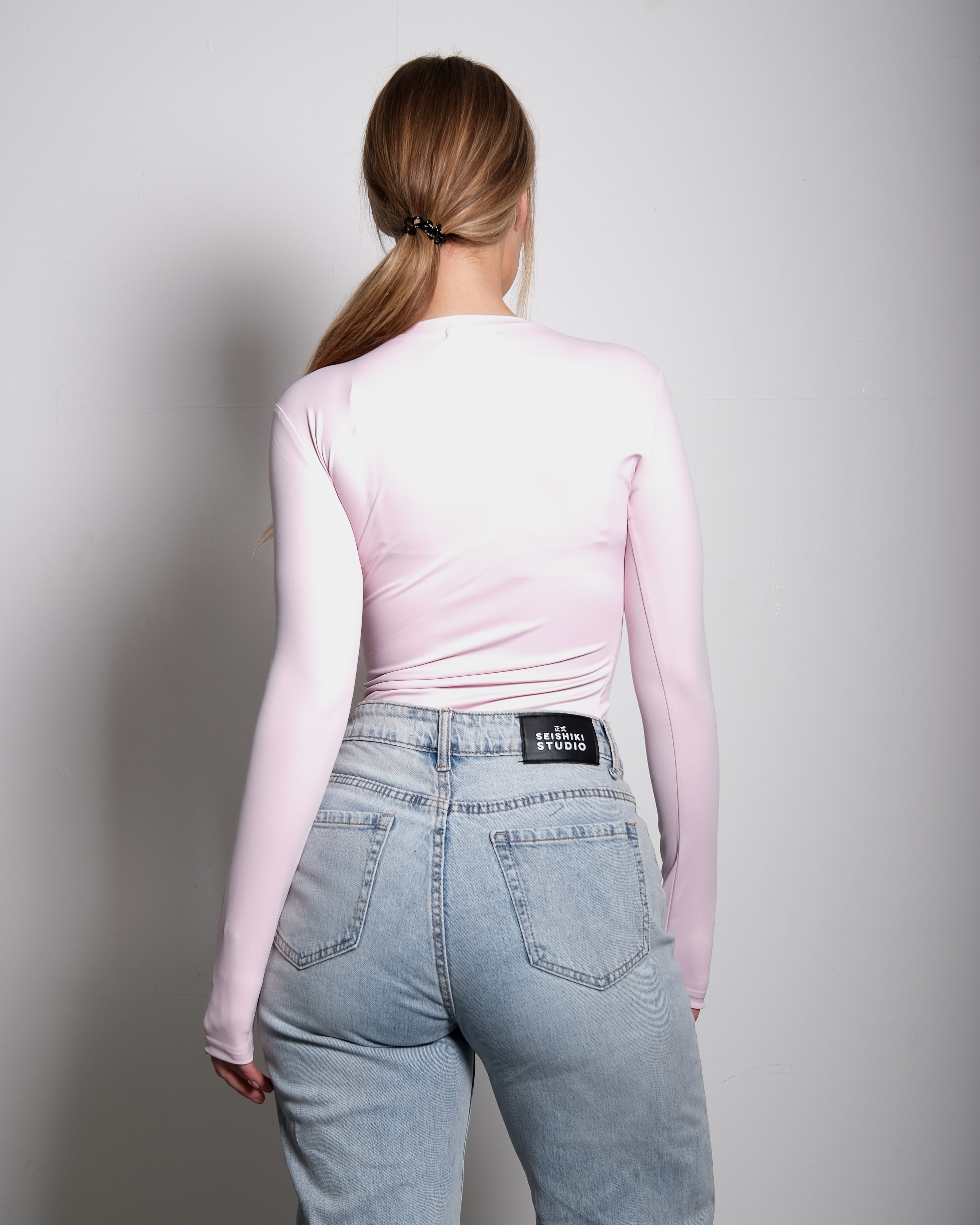 SEISHIKI STUDIO Superelastisch, Stretchy topje met lange mouwen, roze